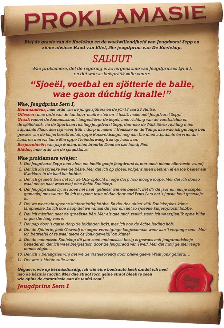 Proklamasie JeugdPrins 2025-2026